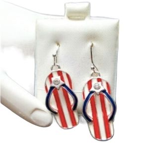 July 4th Earrings Silver Red White Blue July 4th